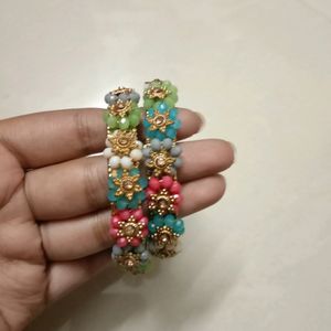 Crystal Beaded Floral Bangles