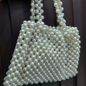 Handwork Pearl White Handbag