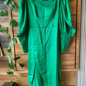 STREET9 green Color Satin Dress For Party Wear