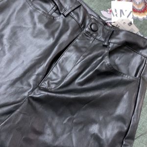 Zara Leather Wide Leg Trousers