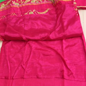 Full Embroidery Chanderi Silk Kurta And Bottom