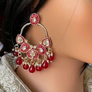 Chand Bali Maroon Earrings