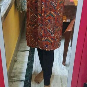 rayon print mandarin kurti