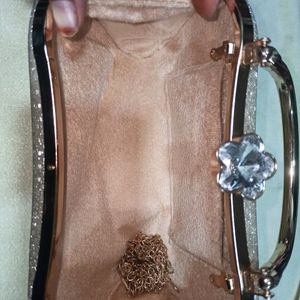 Brand New Clutch With Handle N Chain And Diamond