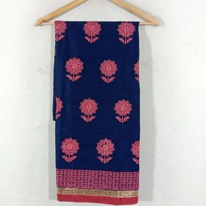 Red & Blue Cotton Dress Material