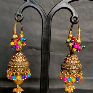 Indian Antique Gold Plated Jhumaka Earrings Party