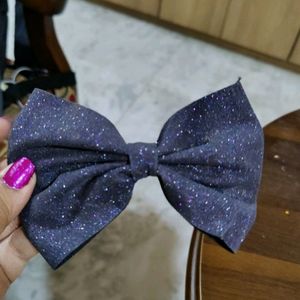 Black Blue Shimmer Bow Hair Accessories