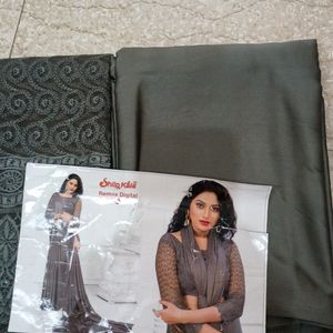 New Satin Grey Saree