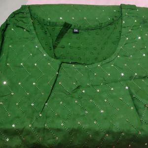 A Brand New  DEEP GREEN sequined 54 Size Kurta