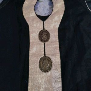 One Tym Used Black Anarkali Suit Set