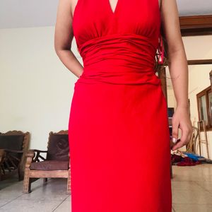 Gathered Halter Neck Gorgeous Red Party Dress