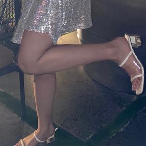 White Block Heels