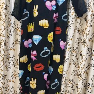 Emoji Fun full Dress in Black party wear wore twis