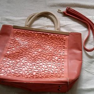 Peachy Pink Leather Purse With Belt 👜