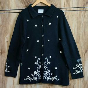 Black Embroidery Work Cardigan Size-38-40