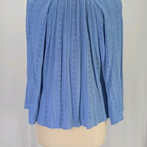 New Eyelet Blue Top