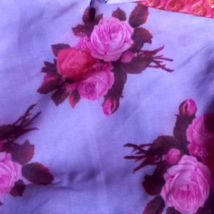 pink And Lavender colour printed georgette dress