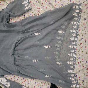 Grey Chikankari Short Kurti