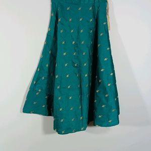 Green Embroidered Ethnic Long Skirt (Women)