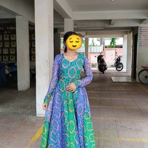 Ethnic Net Bandhni Gown