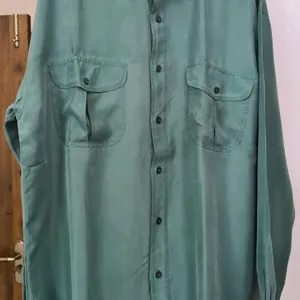 Whitby Washed Silk Shirt: Classy Green colour