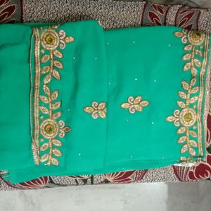 Georgette Saree With Machine Embroidery