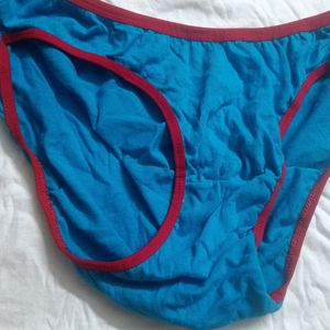 Blue Cotton Brief with Red Kiss Print - Size M