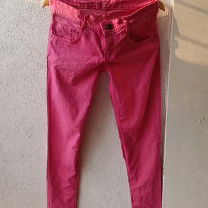 Barbie Pink Colour Jeans For Girls