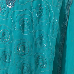 Cyan Colour Saree