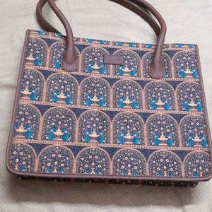 Zouk Book Tote Bag Royal Indian Peacock Motif