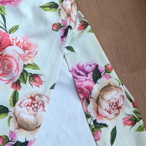 Girls Midi  Dress Pink- White Floral