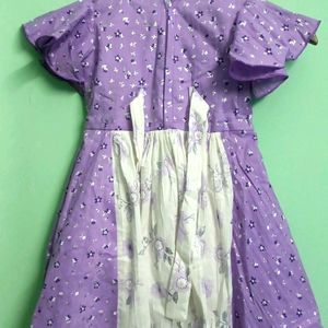 Lavender White Frock For Girls