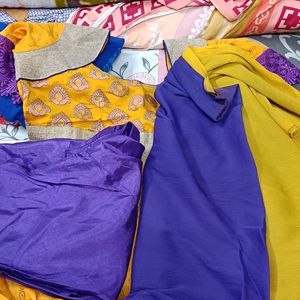 Yellow Nd Purple Combination Dress