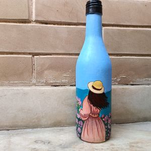 Aesthetic Handpainted Girl Art On Glass Bottle