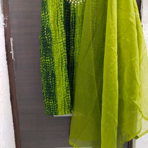 New Unused Shibori MirrorWork Organza Dupatta Suit