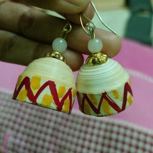 Earrings Red White Colour Paint