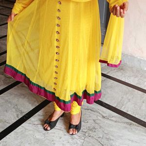 Beautiful Yellow Anarkali Suit