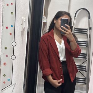 Women red Coloured Shacket Jacket