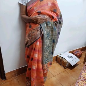 Women Cotton Saree. Used Only Once. With Blouse