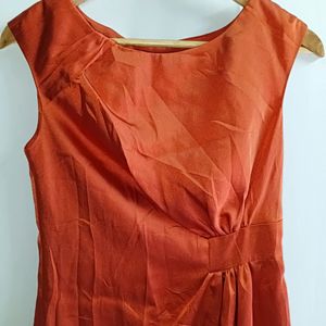 Orange Silk Cocktail Dress