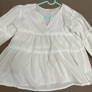 White Women Ruffle Top And Tunic