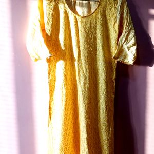 Yellow Chikankari Kurti