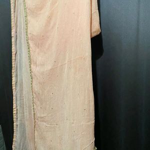 Peach Embroidery Kurta Set