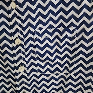 Polyester Blue and White Striped Shirt