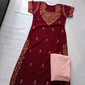 Thread Work Kurti Plazo Set