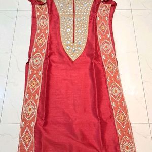 Mirror Silk Kurta Set Embroidery Work