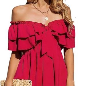 Shein Off Shoulder Frill Front Tiered Dress