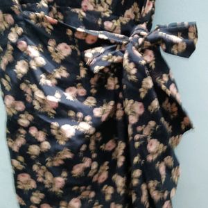 A Black Dress With Floral Printed