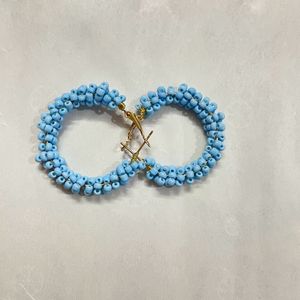 Light Blue Beads Hoop Earring