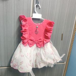 Pink And White Pretty Gown For Baby Girl